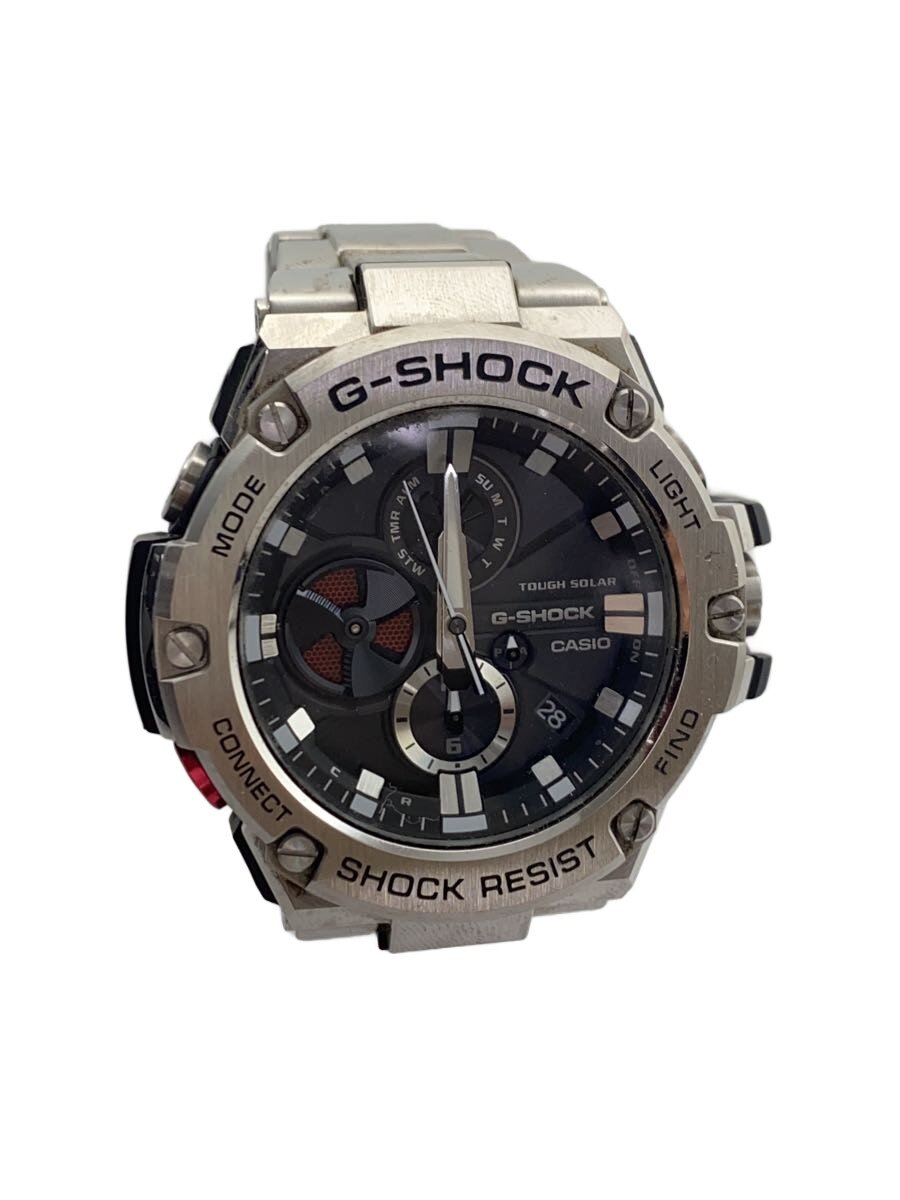 【中古】CASIO◆クロノグラフ/アナログ/ステンレス鋼/BLK/SLV/SS/GST-B100D-1AJF【服飾雑貨他】