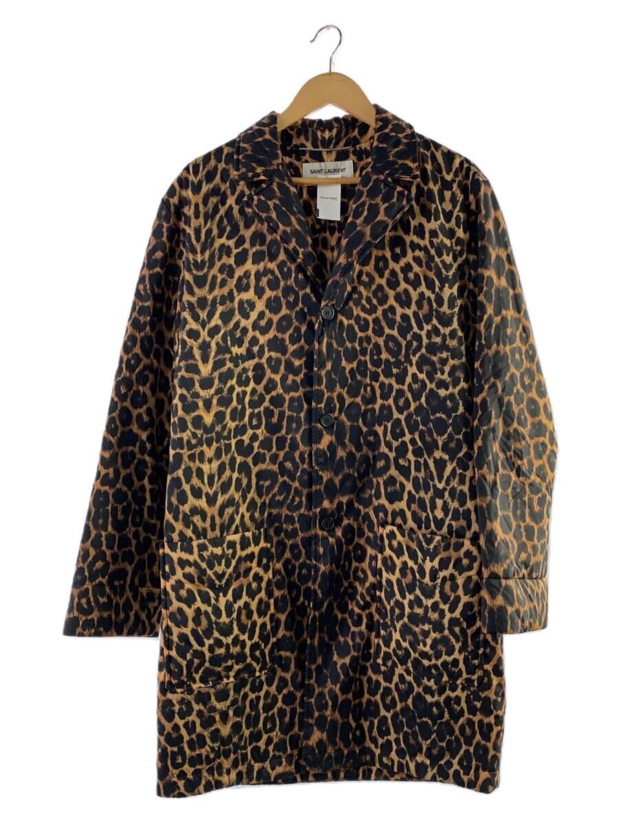 【中古】SAINT LAURENT◆中綿チェスターコート/46/ナイロン/BRW/レオパード/625905 Y2B22//【メンズウェア】