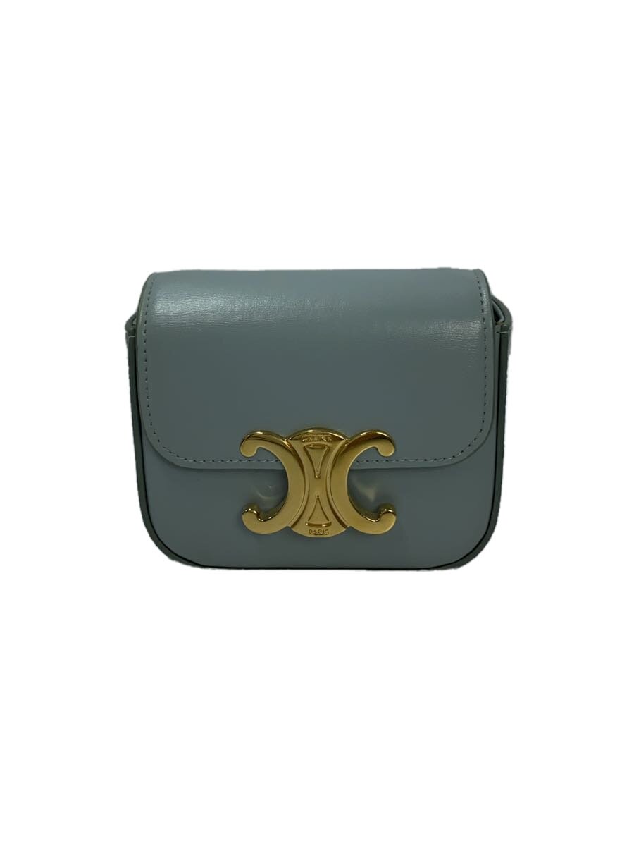 【中古】CELINE◆ショルダーバッグ/なめし革/BLU【御徒面子】