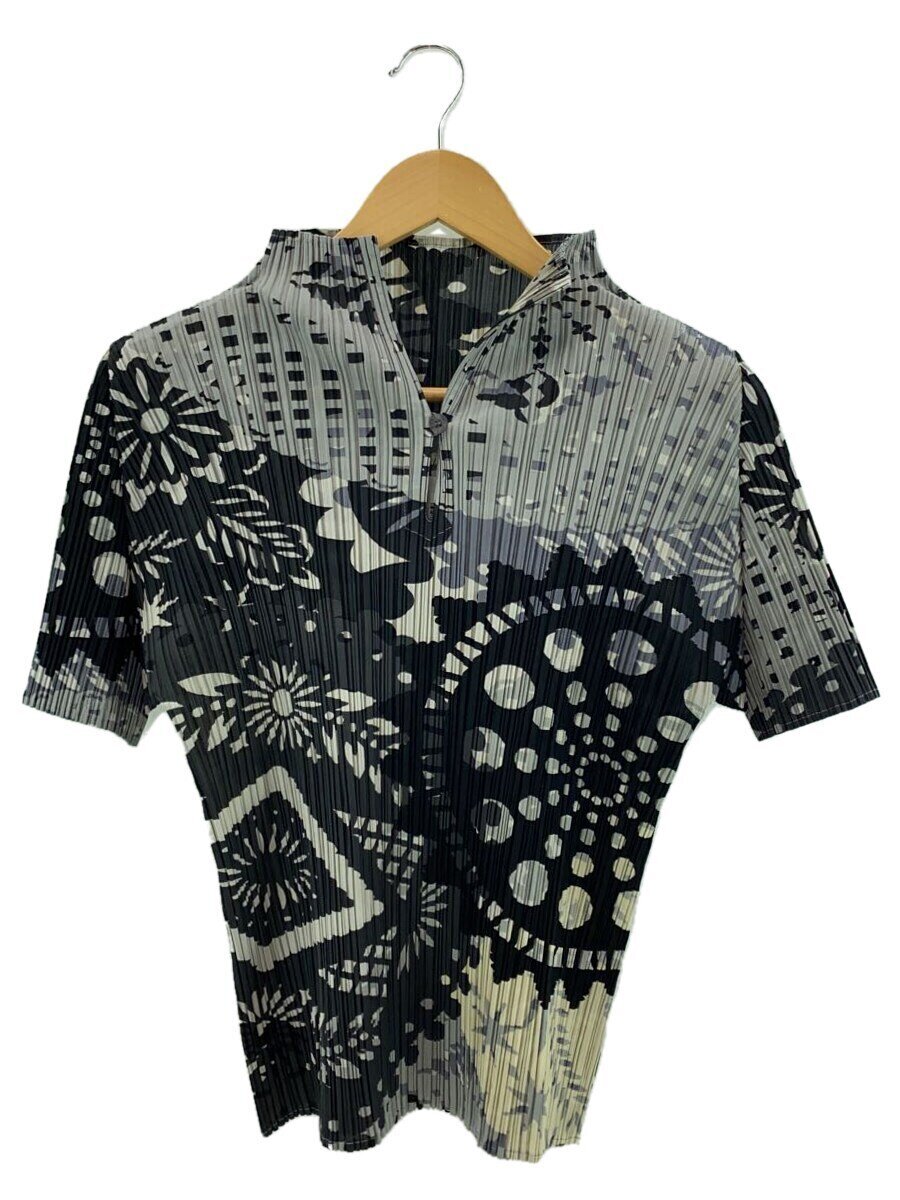 【中古】PLEATS PLEASE ISSEY MIYAKE◆半袖カットソー/3/ポリエステル/総柄/PP91-JK604//【レディース御召しもの】
