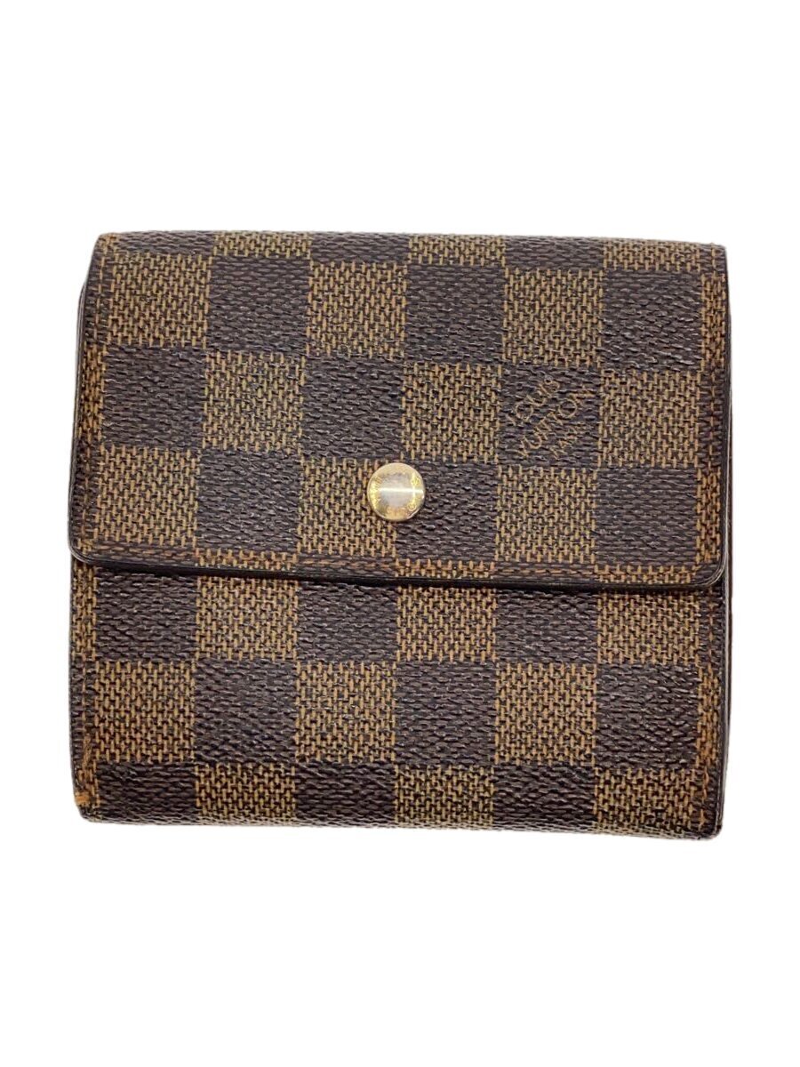 【中古】LOUIS VUITTON◆ポルト・フォイユ・エリーズ_ダミエ・エベヌ_BRW/PVC/BRW/メンズ【服飾雑貨他】