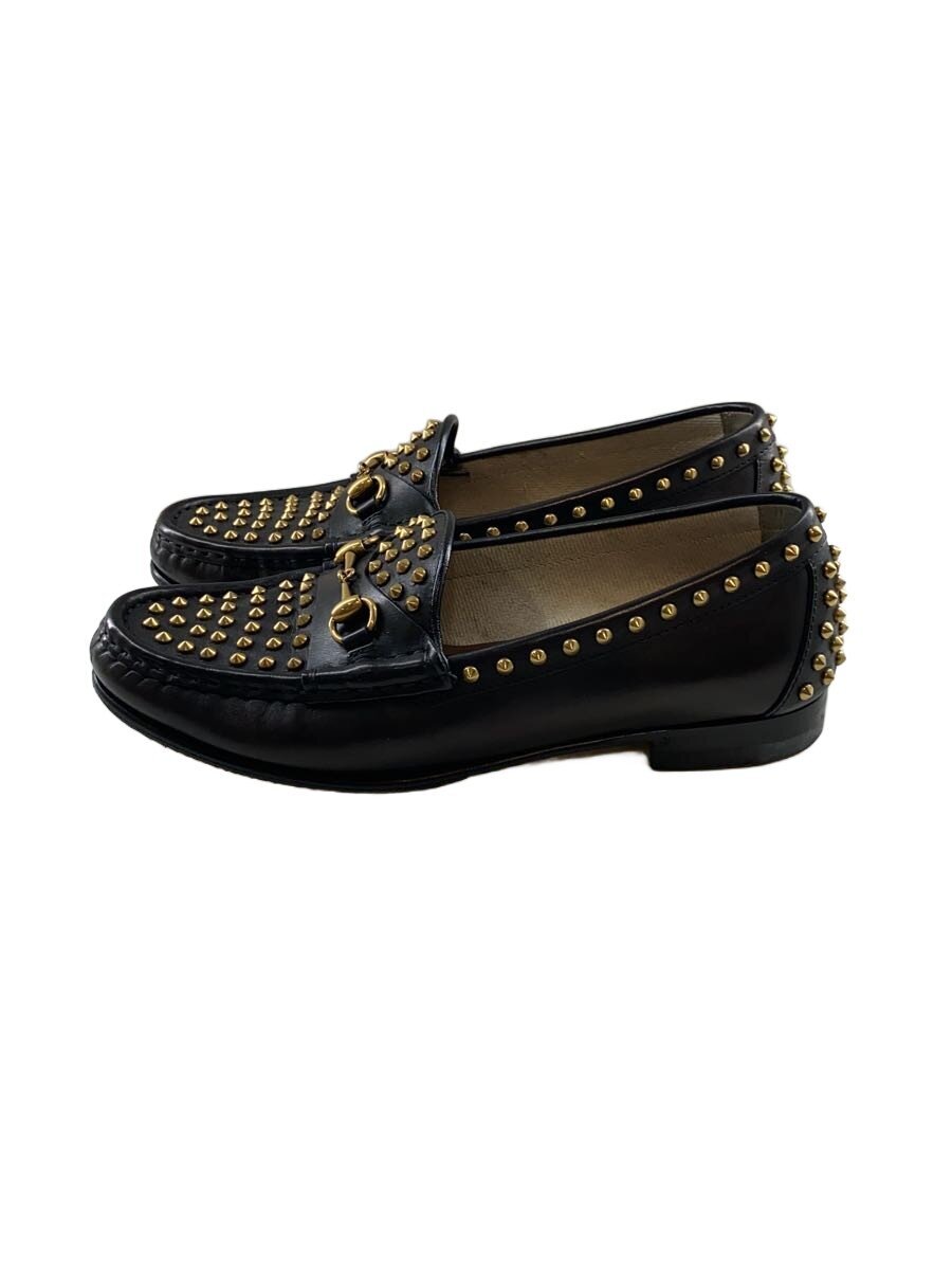 【中古】GUCCI◆スタッズ/ビットローファー/35.5/BLK/なめし革【シューズ】