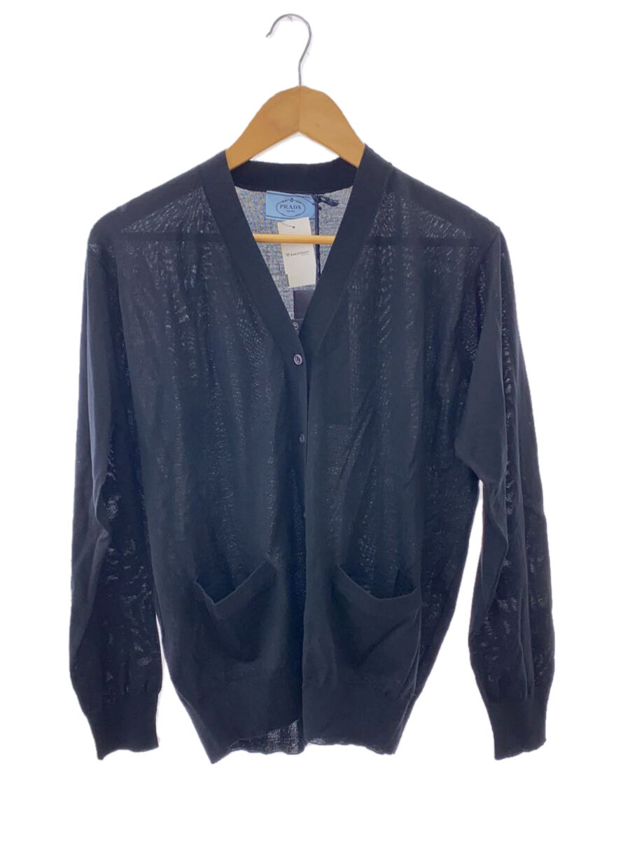 【中古】PRADA◆24SS/ヴァージンウールカーディガン(薄っぺら)/38/羊毛/BLK/デオキシリボ核酸00S【メンズウェア】