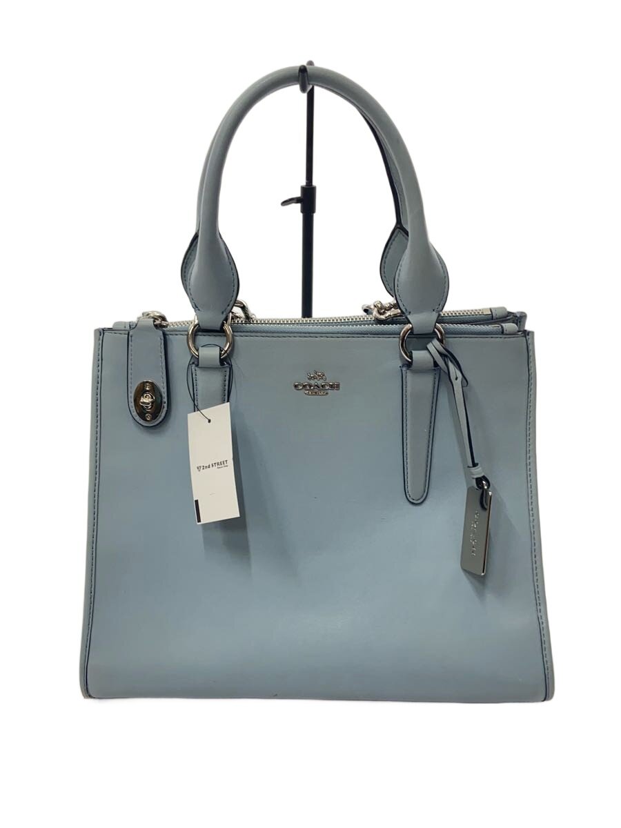 【中古】COACH◆ハンドバック/なめし革/BLU【御徒面子】