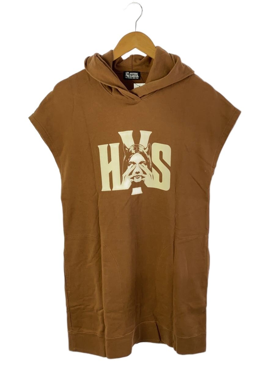 【中古】HYSTERIC GLAMOUR◆ノ-スリーブロングパーカー/FREE/綿織物/BRW/01182CO04//【レディース御召しもの】