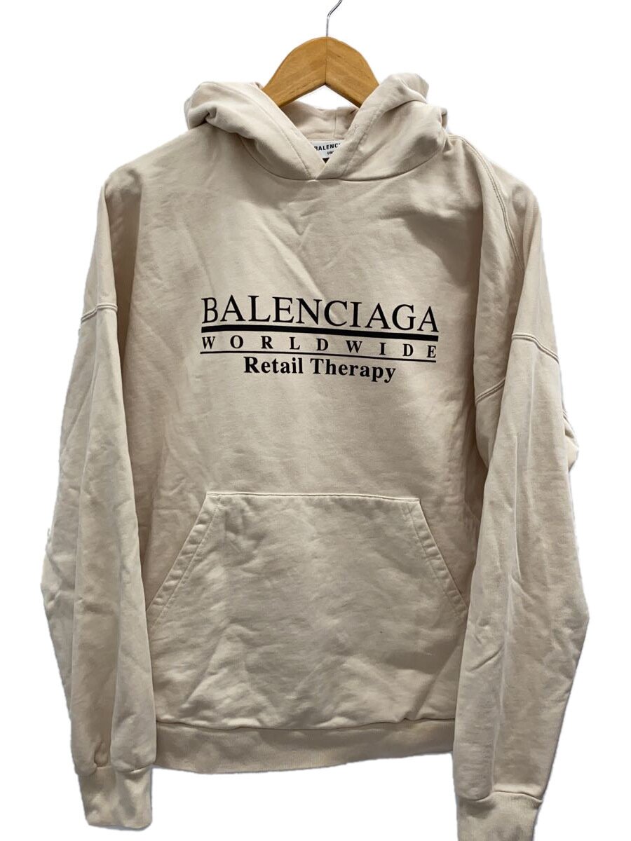 【中古】BALENCIAGA◆RETAIL THERAPY WIDE FIT HOODIE/パーカー/L/綿織物/CRM//【メンズウェア】