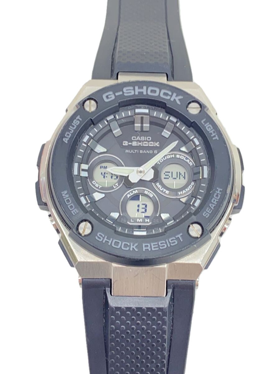 【中古】CASIO◆ソーラーウオッチ/デジアナ/天然ゴム/BLK/BLK/gst-w300/小傷【服飾雑貨他】