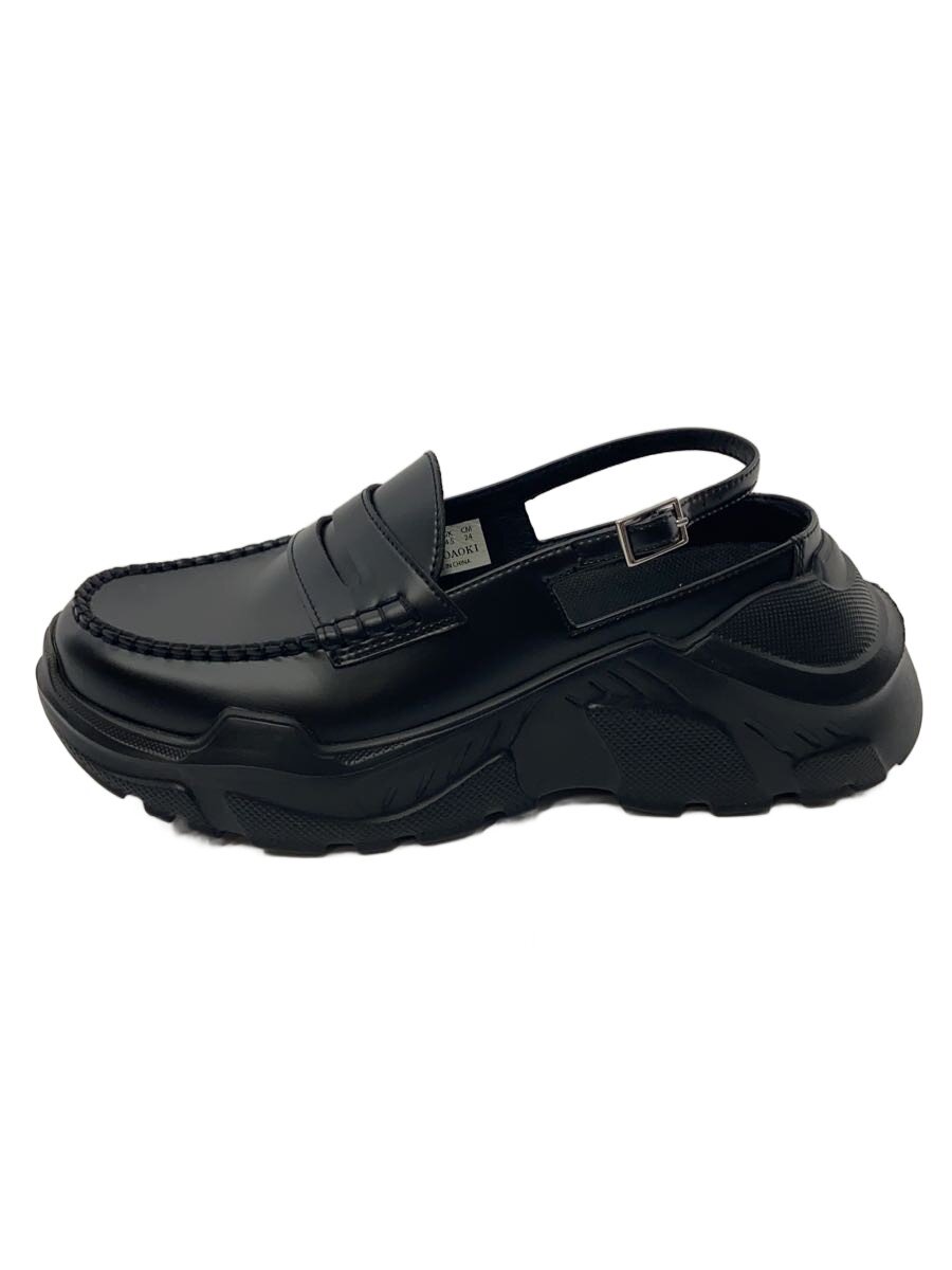 【中古】AKIKOAOKI◆置き目毛皮/24糎/BLK/demi faux leather BK×BK【シューズ】