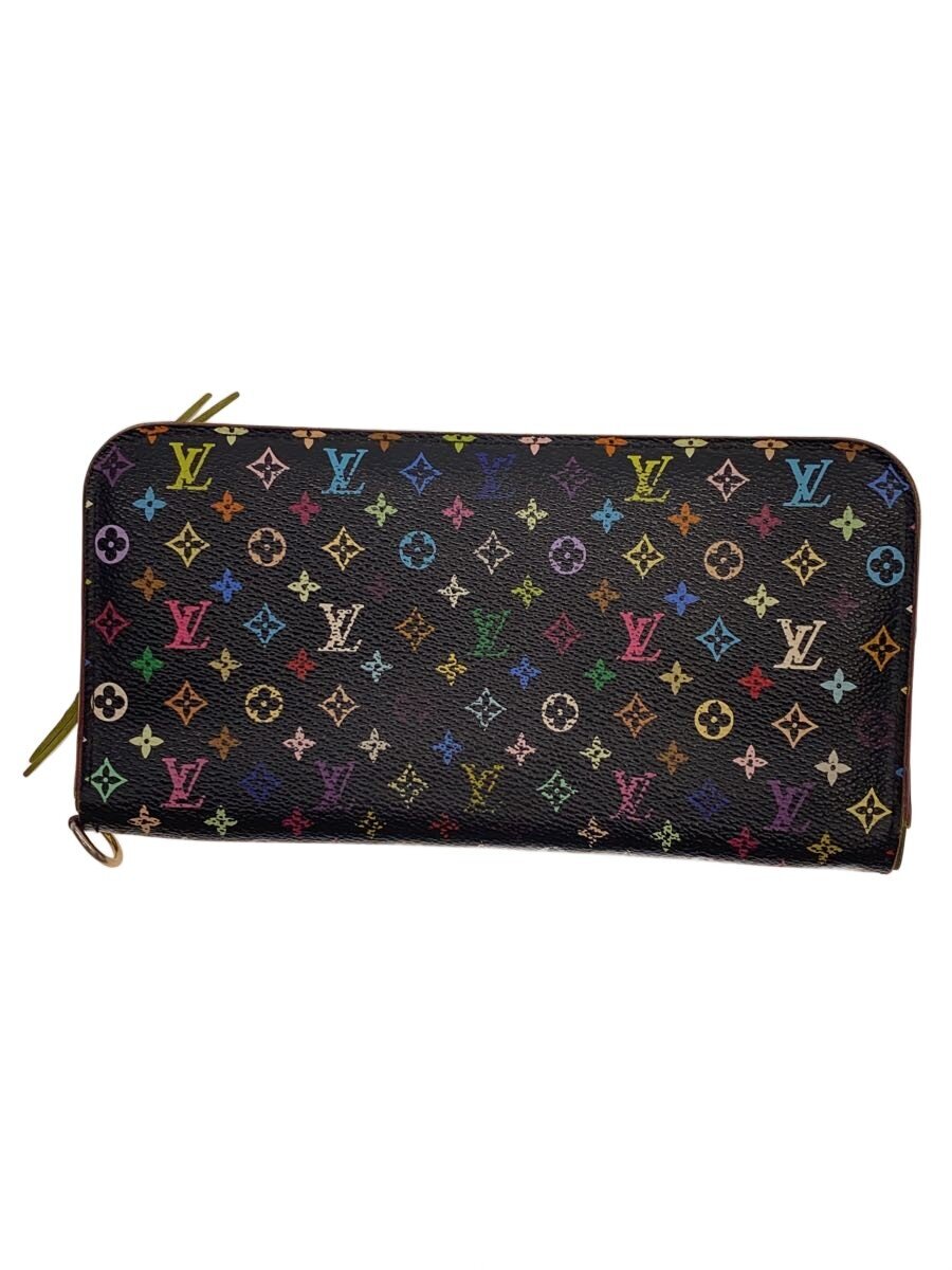 【中古】LOUIS VUITTON◆ポルト・フォイユ・アンソリット_モノグラム・マルチ色合い_ノワール/PVC/マルチ色合い/総柄/レディース【服飾雑貨他】