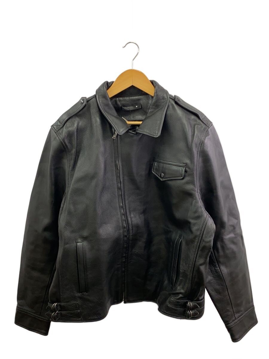 【中古】Liugoo Leathers◆シングルライダースジャケット/牛皮/黒いこと/無地/CW-R-1【メンズウェア】