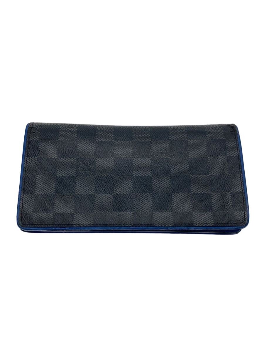 【中古】LOUIS VUITTON◆ポルト・フォイユ・ブラザ_ダミエ・グラフィット/PVC/BLK/メンズ【服飾雑貨他】