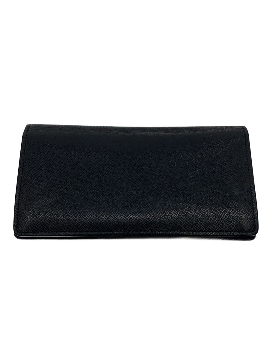 【中古】LOUIS VUITTON◆ポルト・フォイユ・ブラザ_五分五分ガ/牛皮/BLK/メンズ【服飾雑貨他】