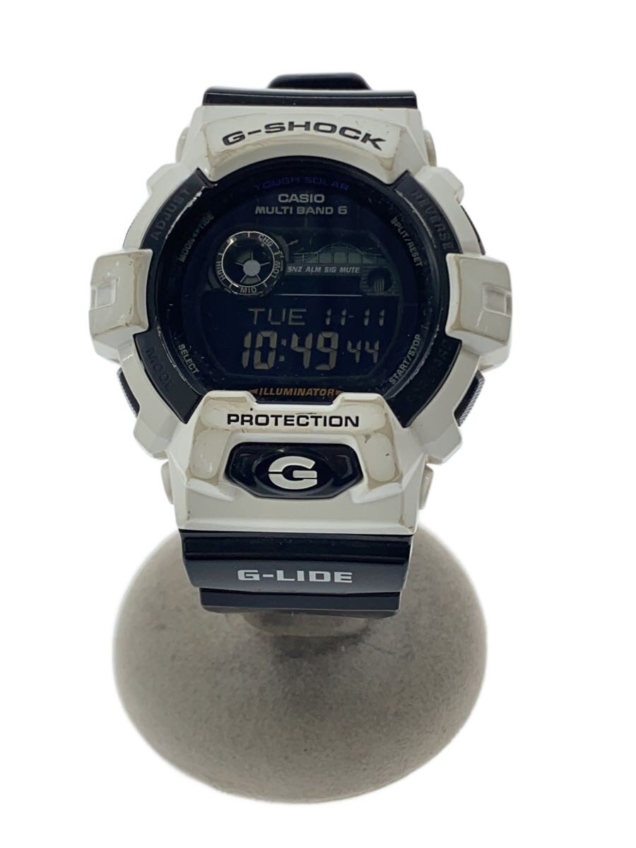 【中古】CASIO◆ソーラーウオッチ・G-SHOCK/デジタル/WHT/BLK/SS【服飾雑貨他】