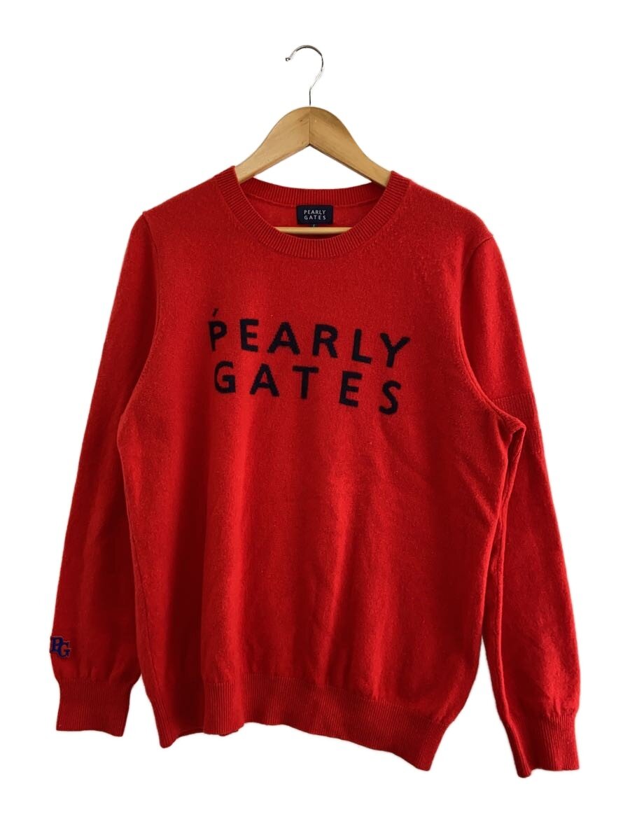 【中古】PEARLY GATES◆編み物・ティーシャツ(薄っぺら)/6/カシミヤ/RED/053-9270003//【メンズウェア】