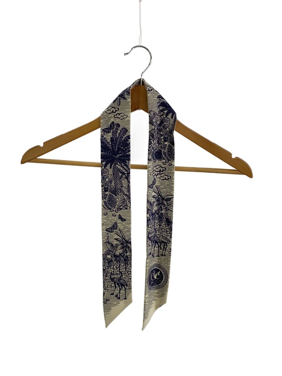 【中古】Christian Dior◆えり巻き/地絹/NVY/総柄/レディース【服飾雑貨他】