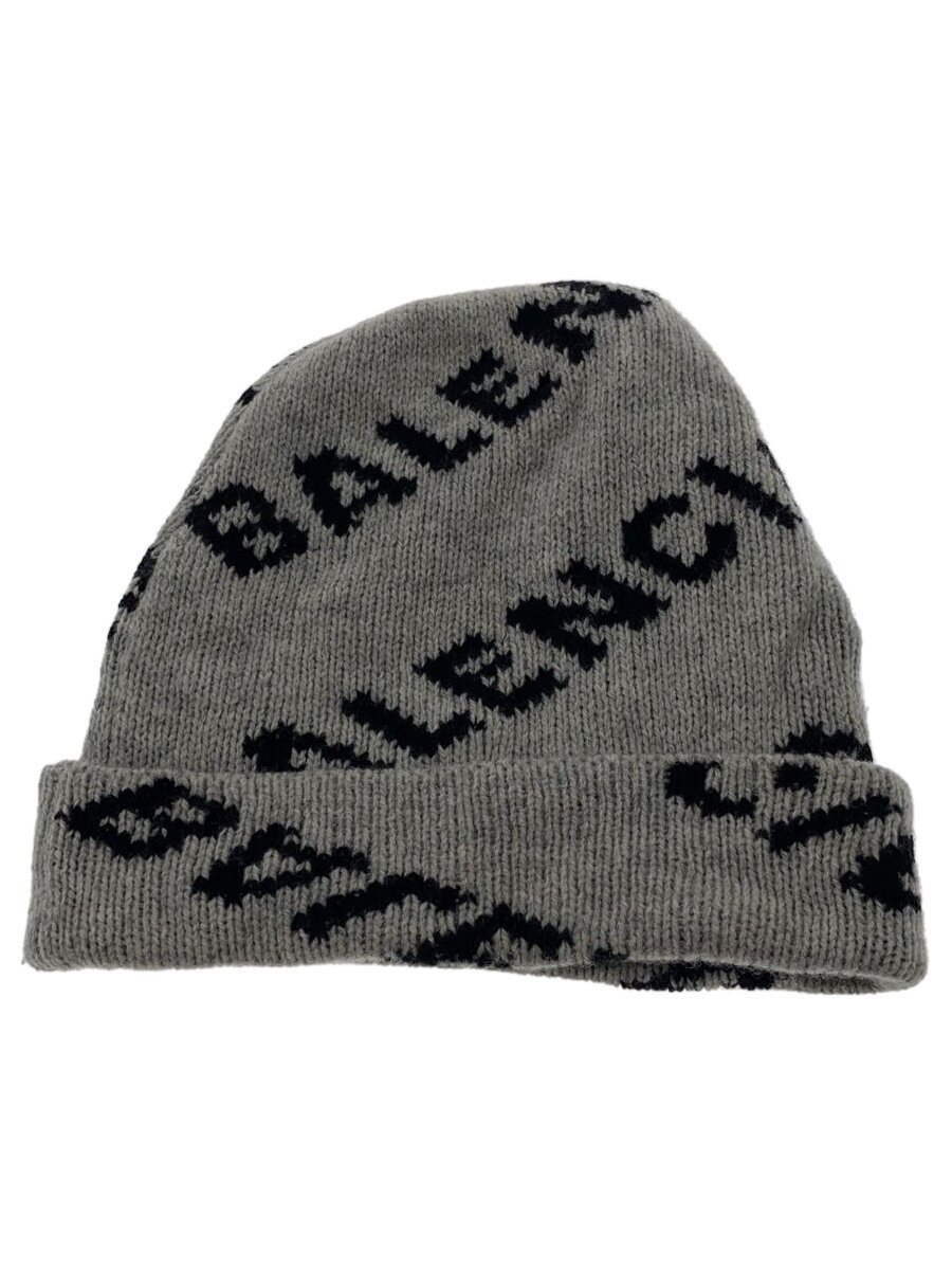 【中古】BALENCIAGA◆編み物旗がしら/--/羊毛/GRY/モノグラム/メンズ/558950 T1471【服飾雑貨他】