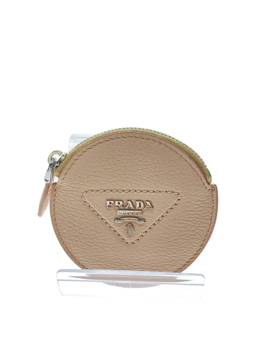 【中古】PRADA◆３角形ロゴタイプ/コインケース/なめし革/BEG/レディース/1MM006【服飾雑貨他】