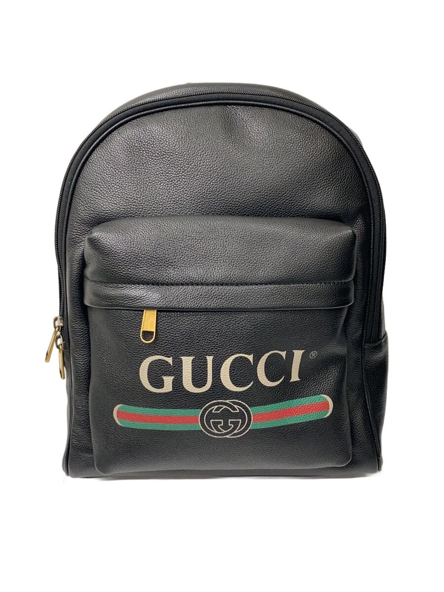 【中古】GUCCI◆背嚢_GUCCI刷り上げる/なめし革/BLK【御徒面子】