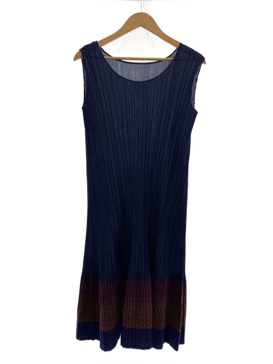 【中古】PLEATS PLEASE ISSEY MIYAKE◆ノースリーブ衣装/3/ポリエステル/NVY/PP03-JH685【レディース御召しもの】