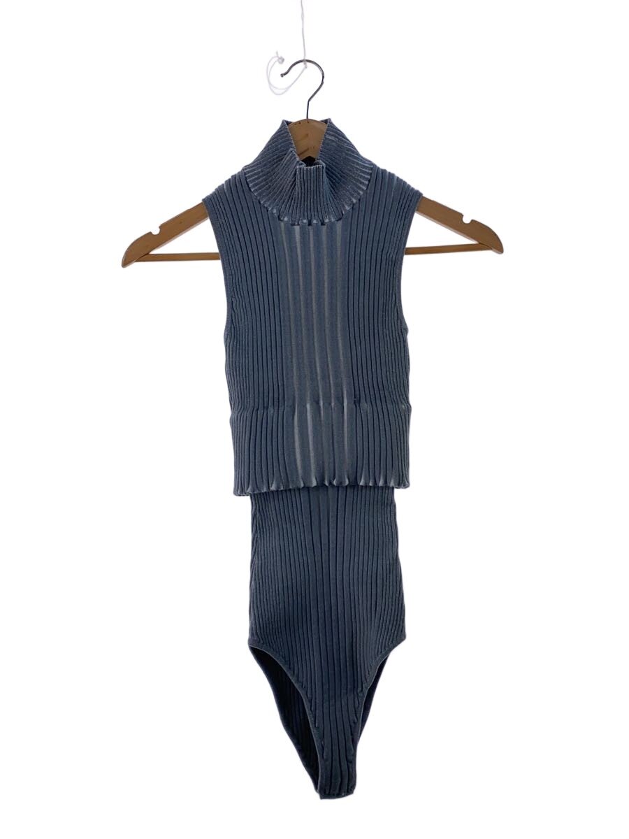 【中古】I/AQUA LIXUN SU/リブニット 衣袂受け答え 上半身背広/1/ビスコース人絹/GRY【レディース御召しもの】