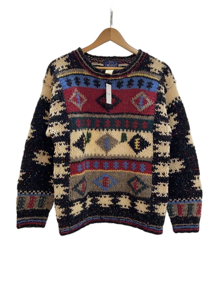 【中古】Woolrich◆編み物・スウェーター(朦々たる)/M/羊毛/米国海軍/総柄/9466【レディースお召しもの】