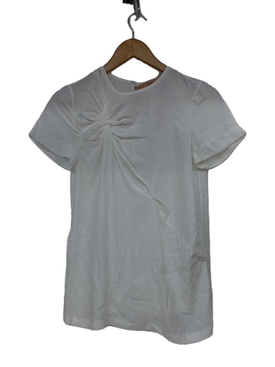 【中古】N21(numero ventuno)◆引き舟付き添い人/捻じれ青写真/絹地混/半袖トップ/36/WHT/無地/20P-G101-5111【レディースお召しもの】