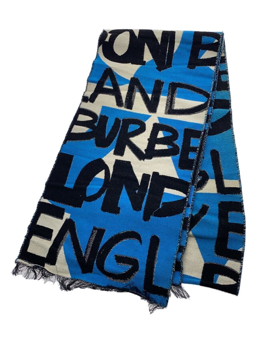 【中古】BURBERRY◆えり巻き/綿織物/BLU/総柄/メンズ/4075194【服飾雑貨他】
