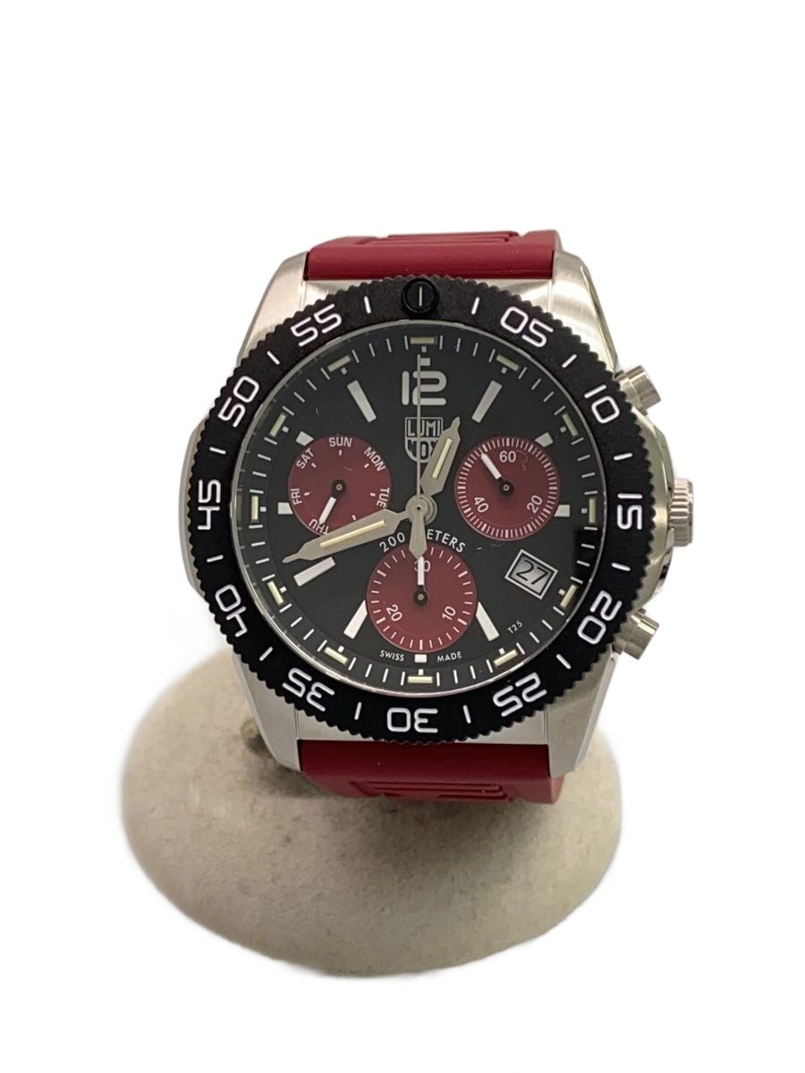 【中古】LUMINOX◆PACIFIC DIVER CHRONOGRAPH 3140 SERIES/アナログ/天然ゴム/BLK/RED/SS//【服飾雑貨他】