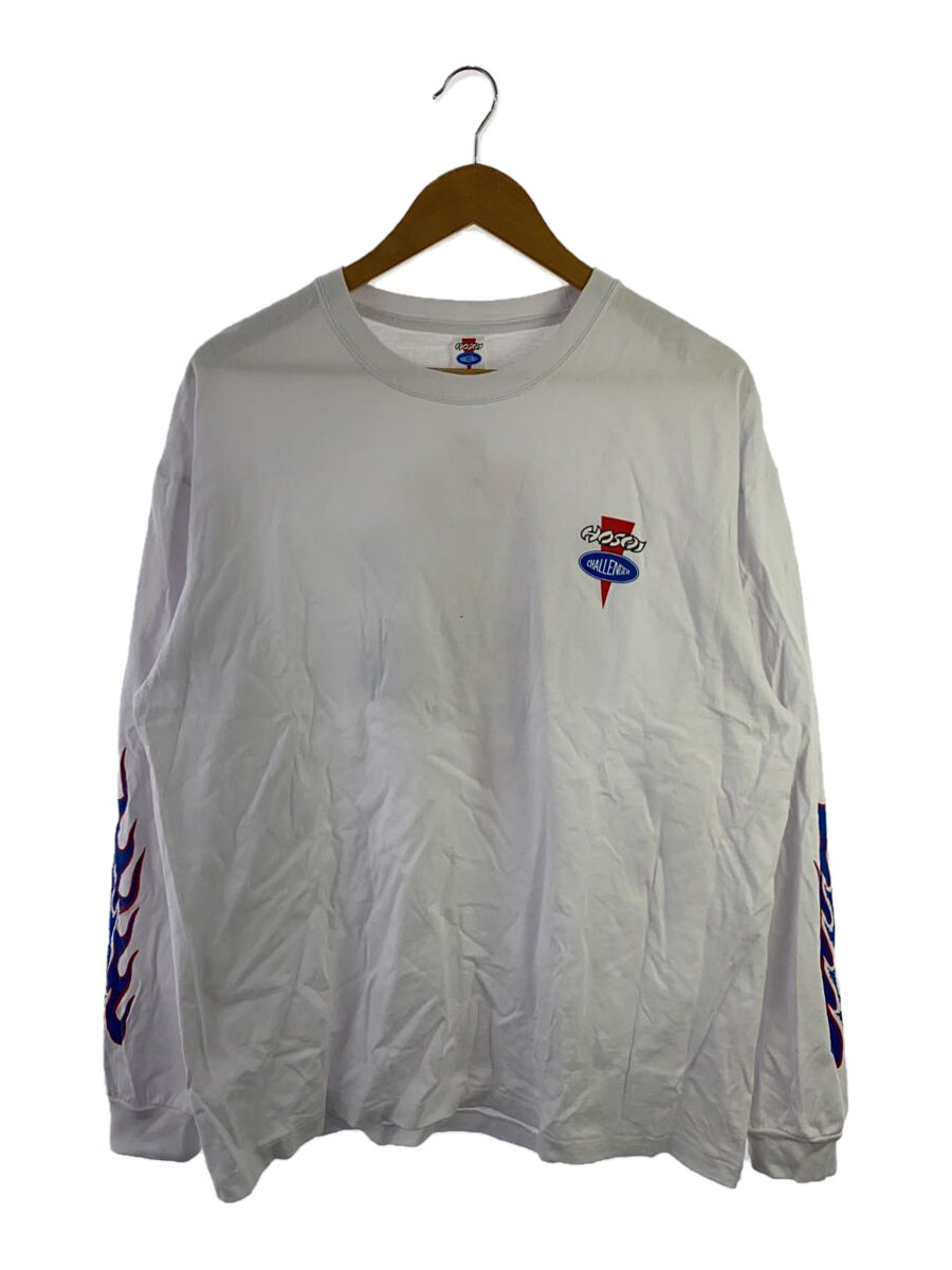 【中古】CHALLENGER◆長袖ティーシャツ/L/綿織物/WHT/刷り上げる【メンズウェア】