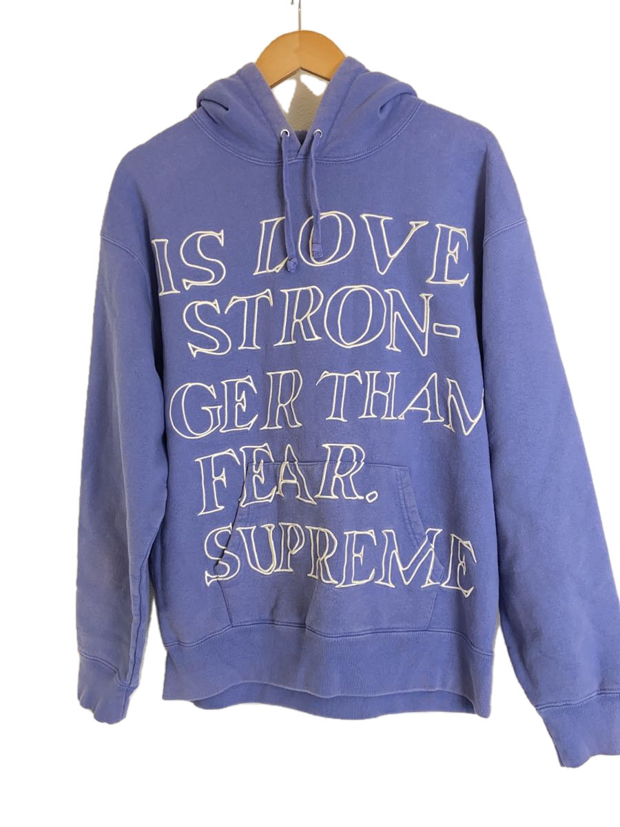 【中古】Supreme◆stronger than fear hooded shirt/パーカー/M/綿織物/BLU【メンズウェア】