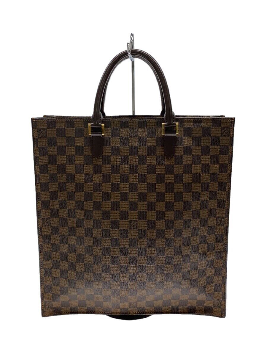 【中古】LOUIS VUITTON◆1)サック・プラ_ダミエ・エベヌ_BRW/PVC/BRW【御徒面子】