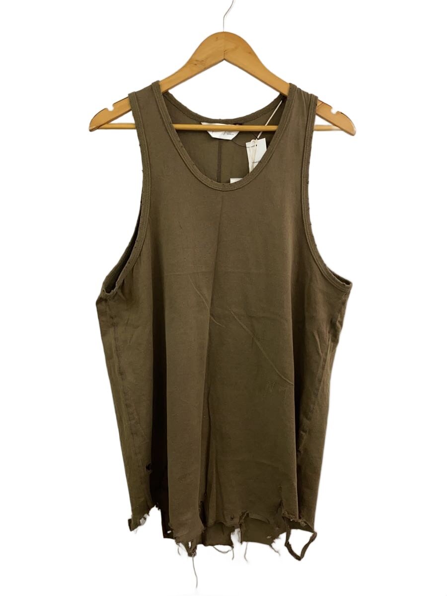 【中古】ANCELLM◆DAMAGE TANK TOP/貯蔵タンクとっ始め/1/綿織物/カーキ/無地/ANC-CT141/曳き船付【メンズウェア】
