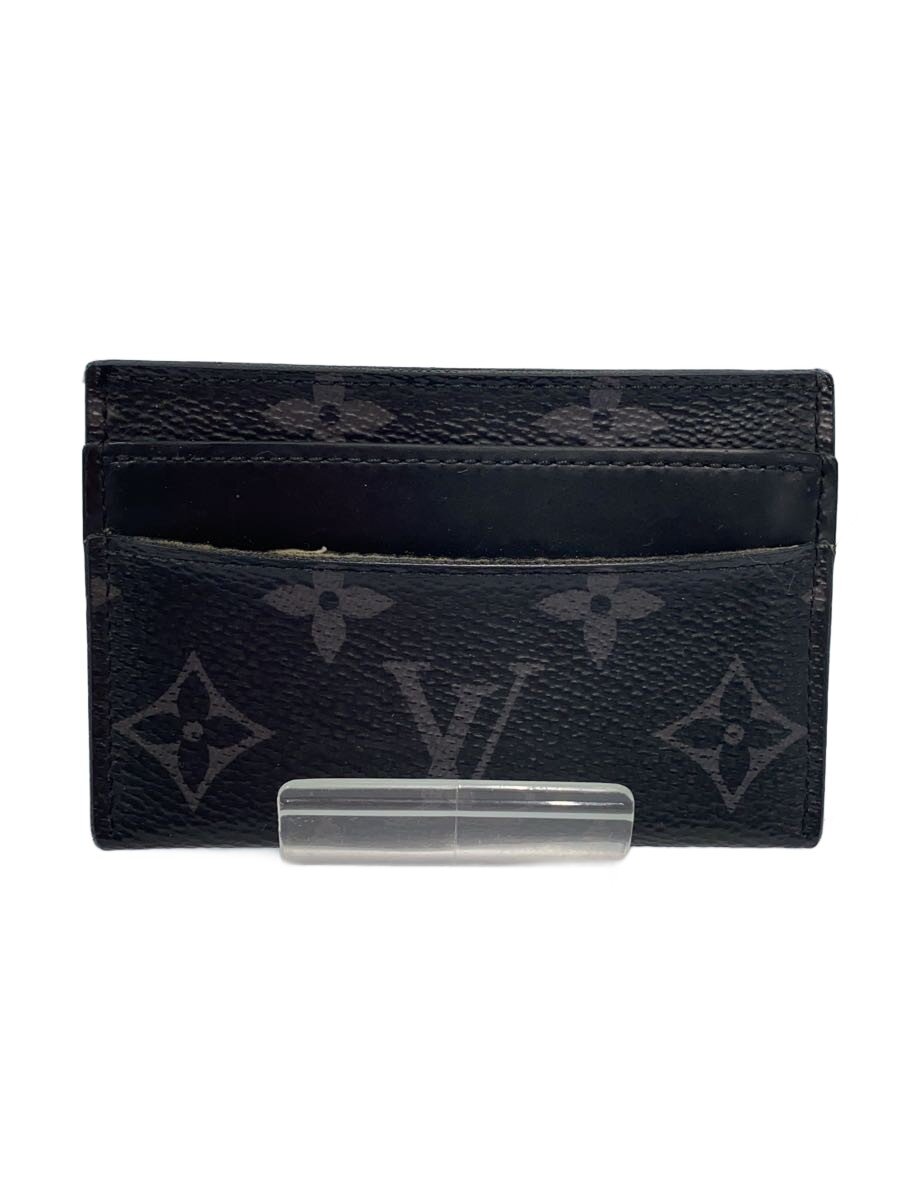 【中古】LOUIS VUITTON◆ポルト・カルト・ダブル_モノグラム・エクリプス/帆布/BLK/メンズ【服飾雑貨他】