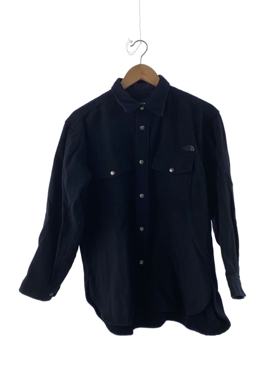 【中古】THE NORTH FACE◆L/S WOODLAND WOOL SHIRT_ロングスリーブウッドランドウールシャツ/S/羊毛/BLK/無【メンズウェア】