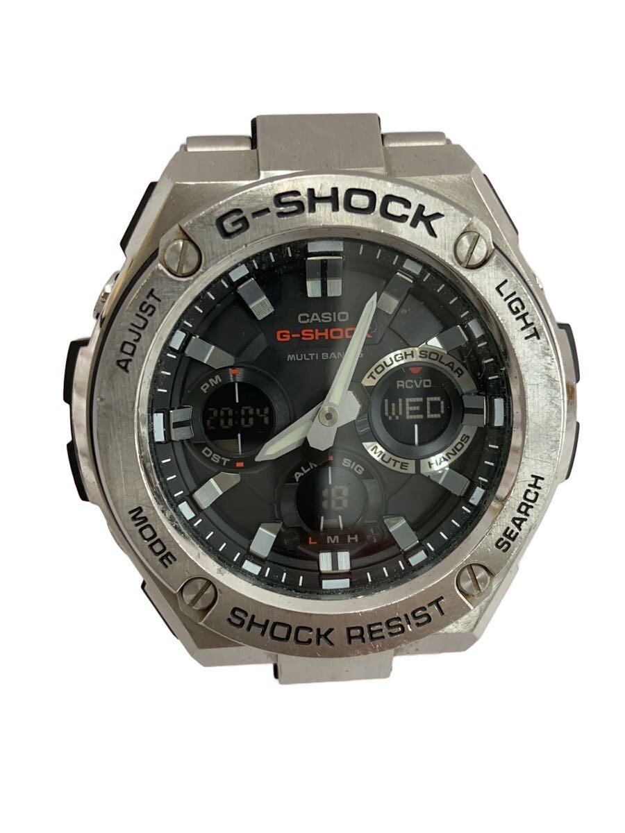 【中古】CASIO◆ソーラーウオッチ・G-SHOCK/デジアナ/SLV/SLV【服飾雑貨他】