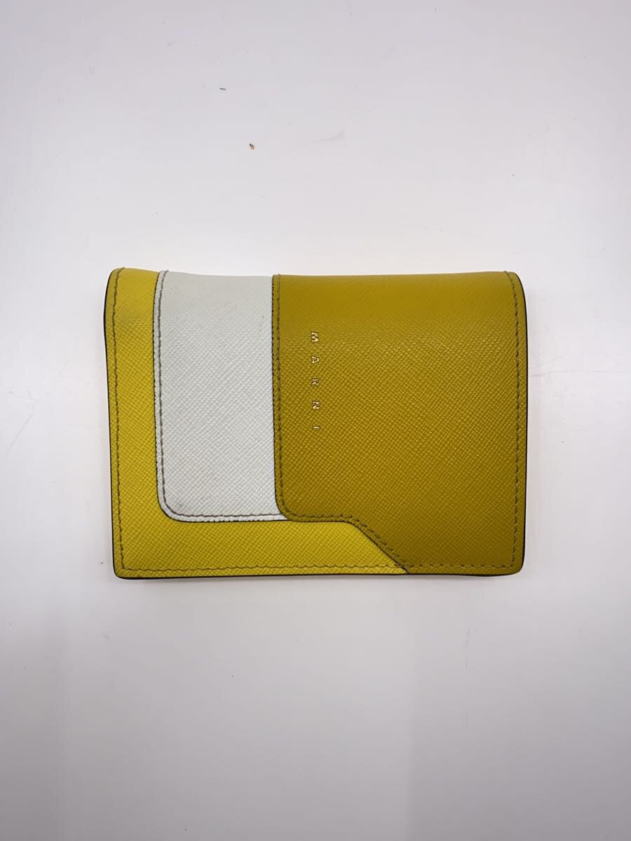 【中古】MARNI◆2つ折り紙入れ/なめし革/YLW/無地/レディース/PFMOQ14U13LV520【服飾雑貨他】