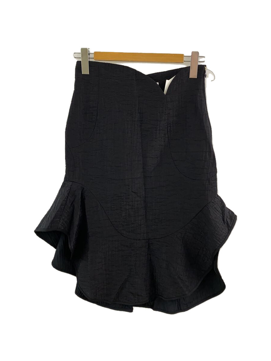 【中古】mame kurogouchi◆Grain Finish Asymmetric Skirt/2/ナイロン/BLK/無地/MM25SS-SK04//【レディース御召しもの】