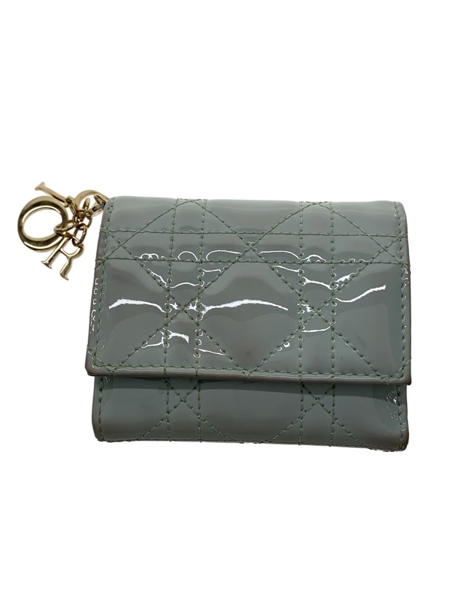 【中古】Christian Dior◆3つ折り銭入れ/エナメル/BLU/無地/レディース/41-MA-0253/ロータスウォレットカナージュ【服飾雑貨他】