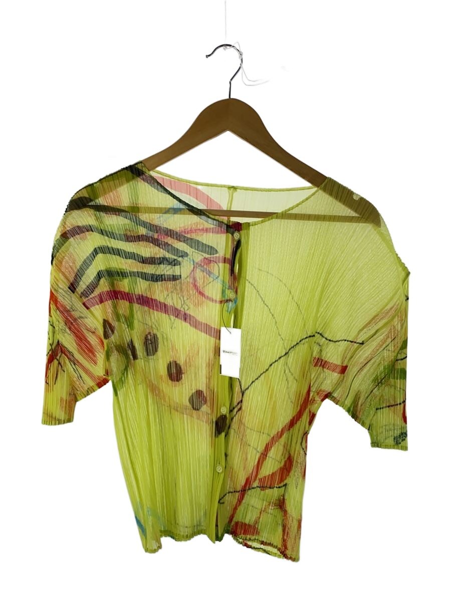 【中古】PLEATS PLEASE ISSEY MIYAKE◆トップス/5/ポリエステル/YLW/総柄/PP-JJ426【レディース御召しもの】