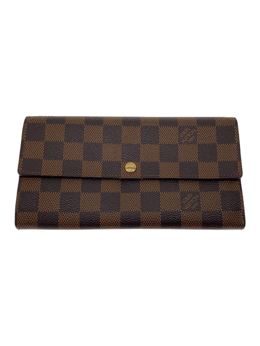 【中古】LOUIS VUITTON◆ポシェット・ポルト・モネ・カルト・クレディ_ダミエ・エベヌ_BRW/PVC/BRW/総柄/メンズ//【服飾雑貨他】
