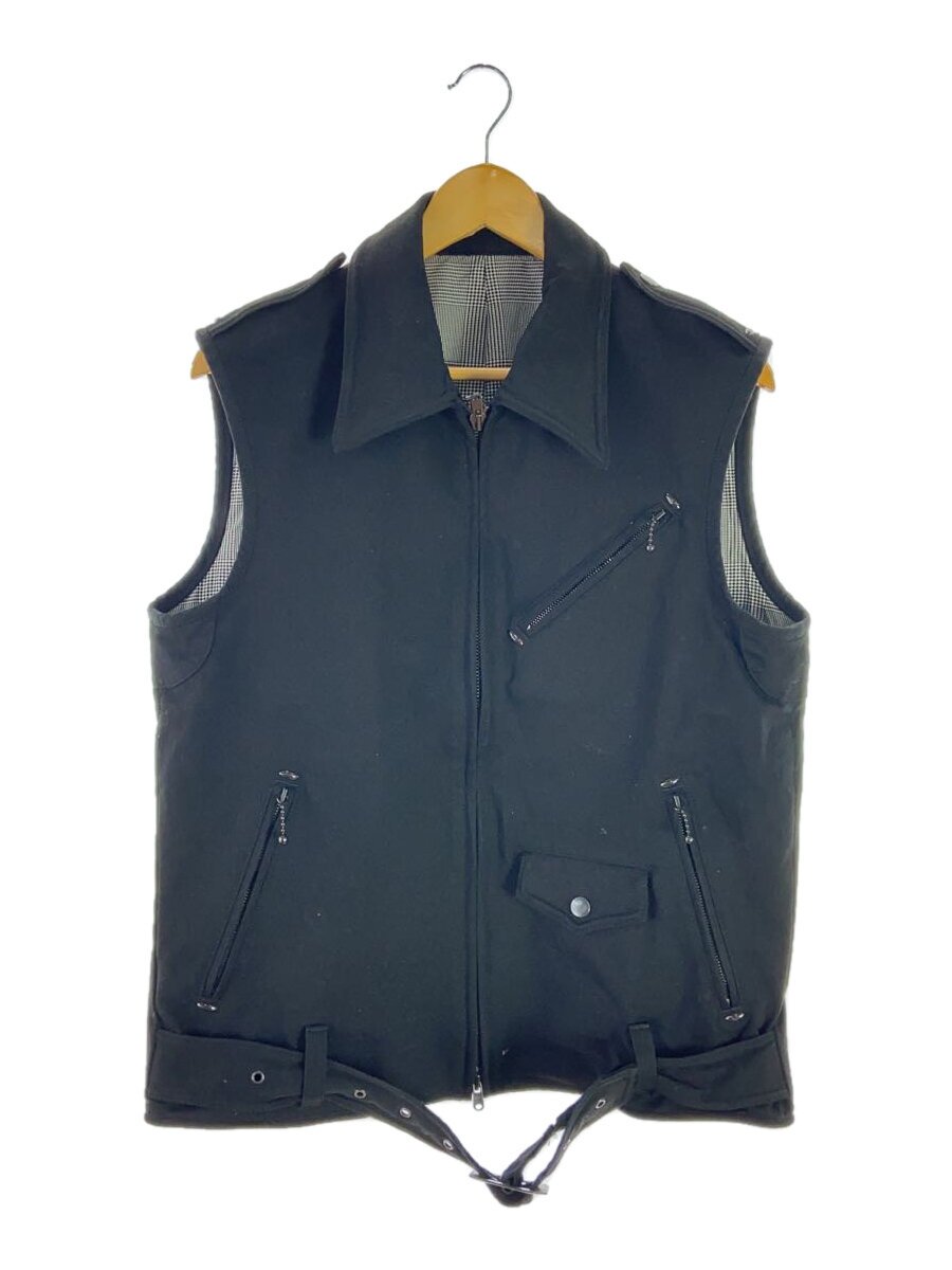 【中古】NUMBER (N)INE◆コットンライダースベスト/3/綿織物/BLK【メンズウェア】