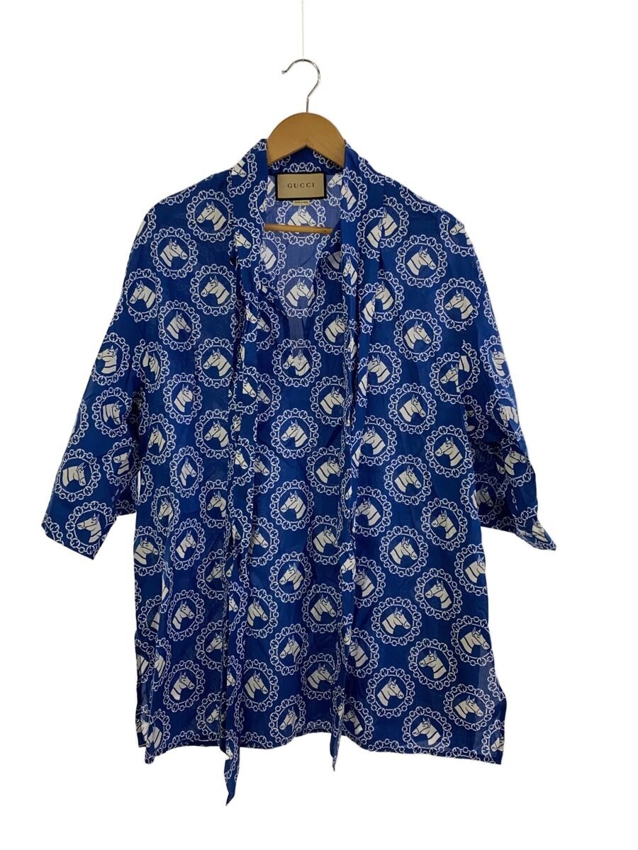 【中古】GUCCI◆半袖プルオーバー/42/綿織物/BLU/総柄/748392 ZAMYJ//【メンズウェア】