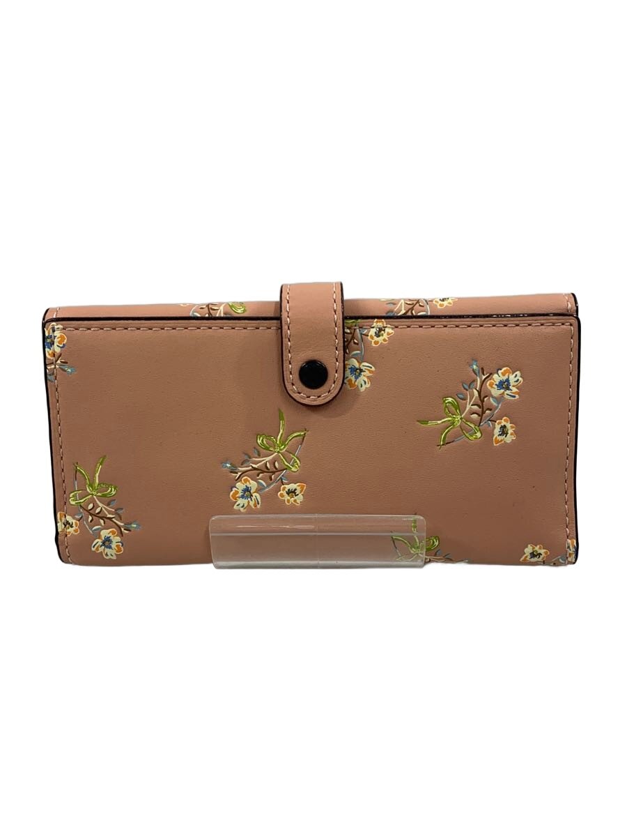 【中古】COACH◆長金入れ/なめし革/PNK/花柄/レディース/21770【服飾雑貨他】