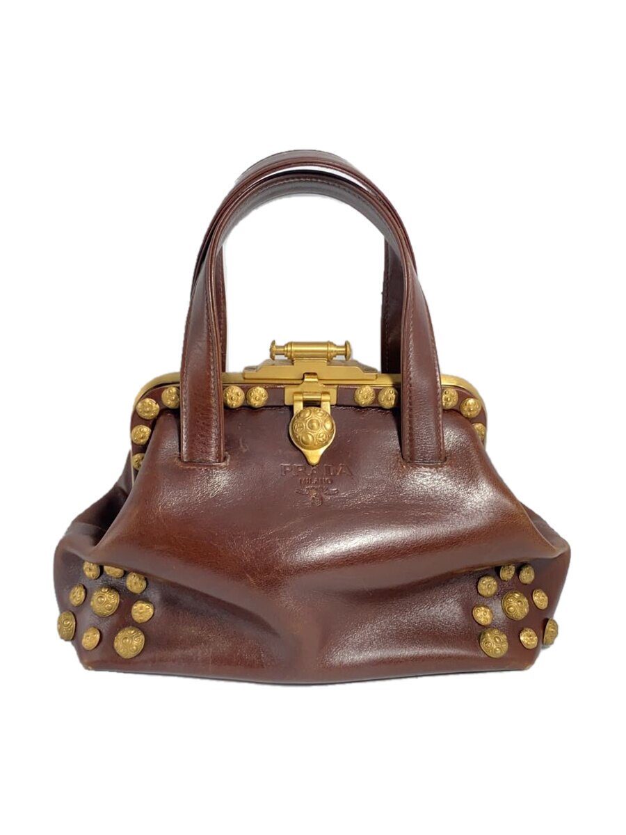 【中古】PRADA◆御徒面子/なめし革/BRW/無地/角スレ/金入れ打ちこわれる有【御徒面子】