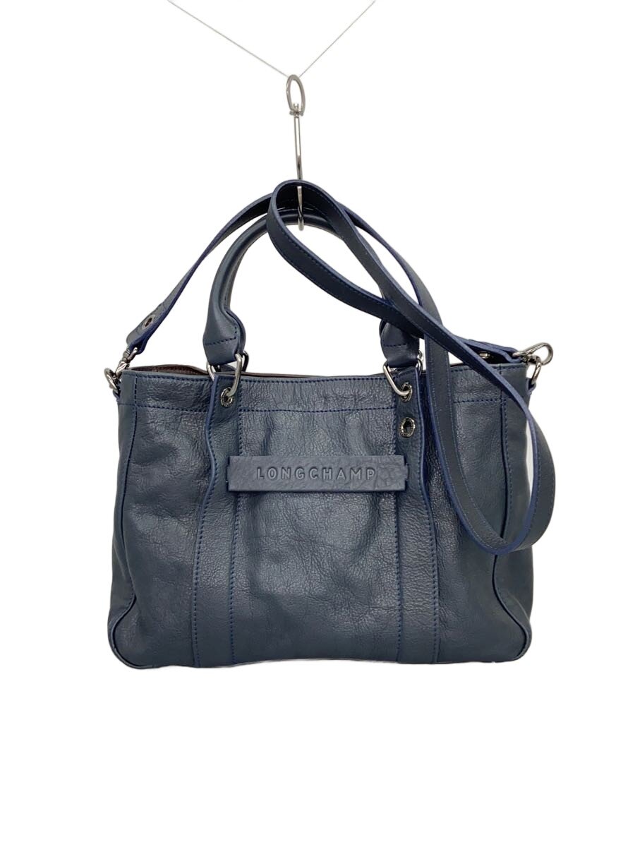 【中古】LONGCHAMP◆ショルダーバッグ/なめし革/NVY/無地/1115770606【御徒面子】