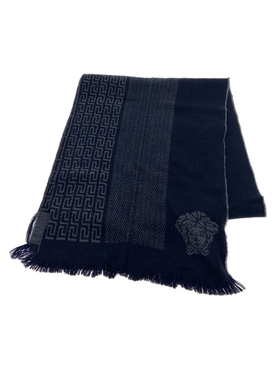 【中古】VERSACE◆えり巻き/羊毛/NVY/メンズ【服飾雑貨他】
