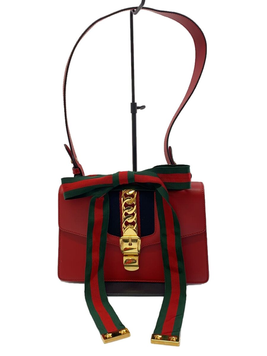 【中古】GUCCI◆ショルダーバッグ_シルヴィ/なめし革/RED【御徒面子】