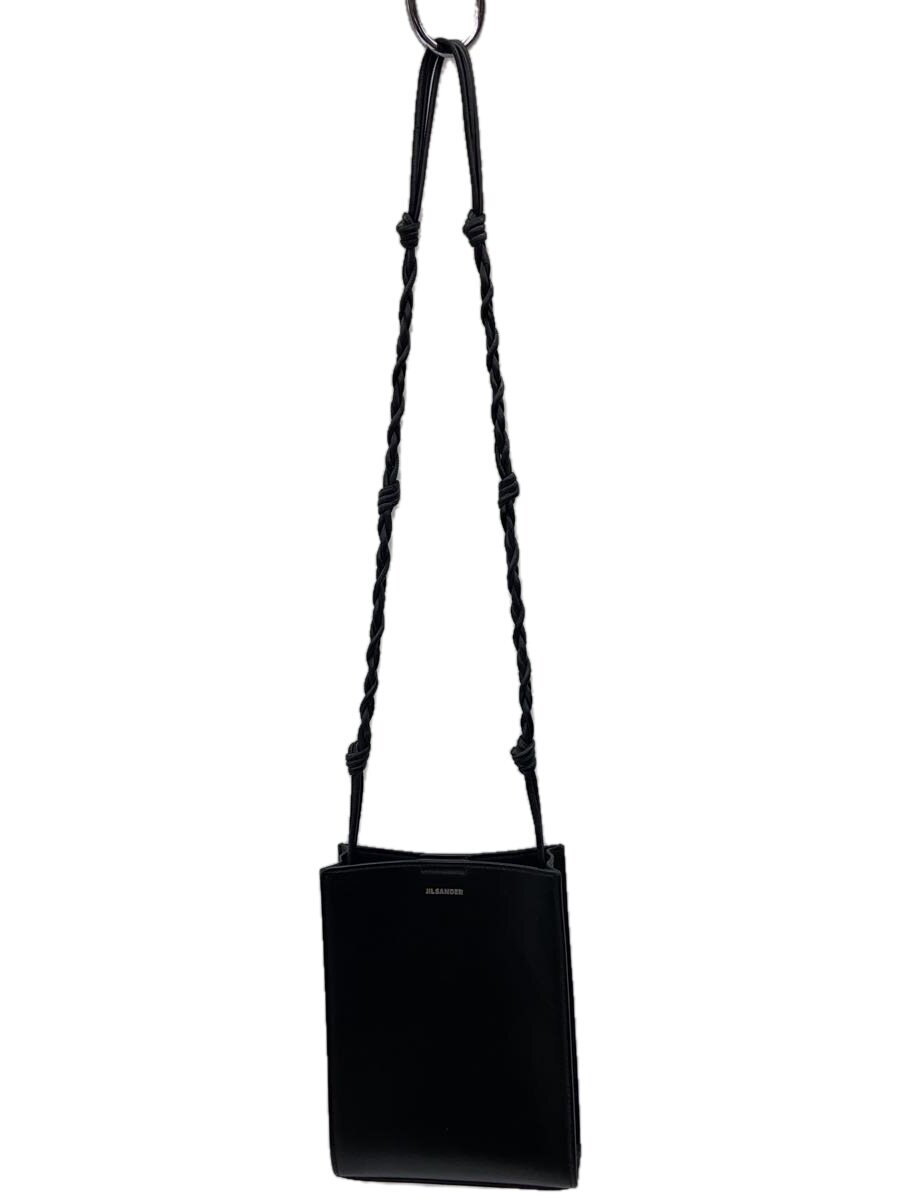 【中古】JIL SANDER◆ショルダーバッグ/なめし革/BLK/無地【御徒面子】