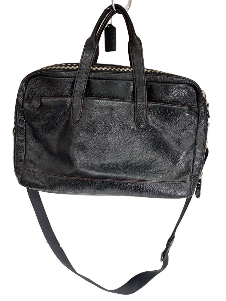【中古】COACH◆ブリーフ入れもの/なめし革/BLK/無地【御徒面子】