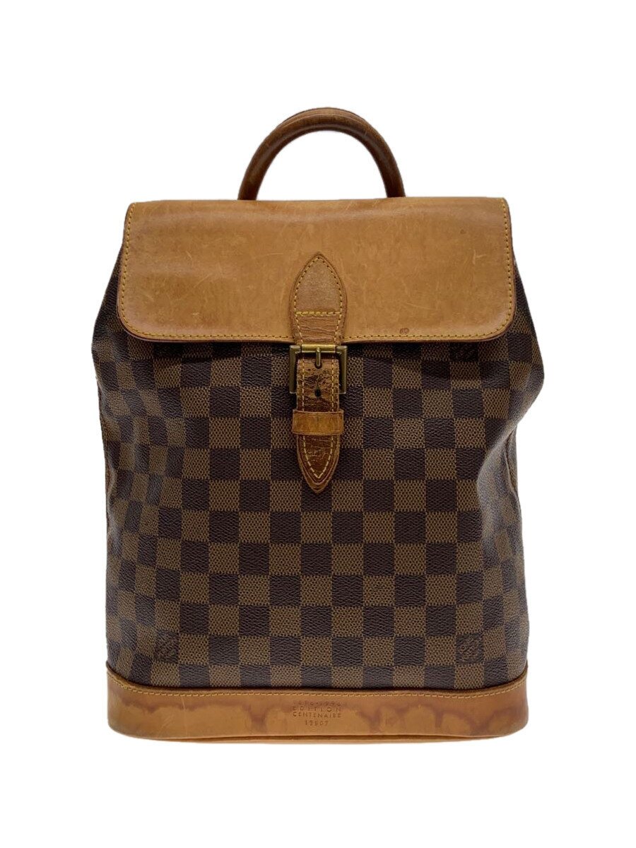 【中古】LOUIS VUITTON◆手付け金カン_ダミエ_帆布赤銅色/なめし革/BRW/総柄【御徒面子】